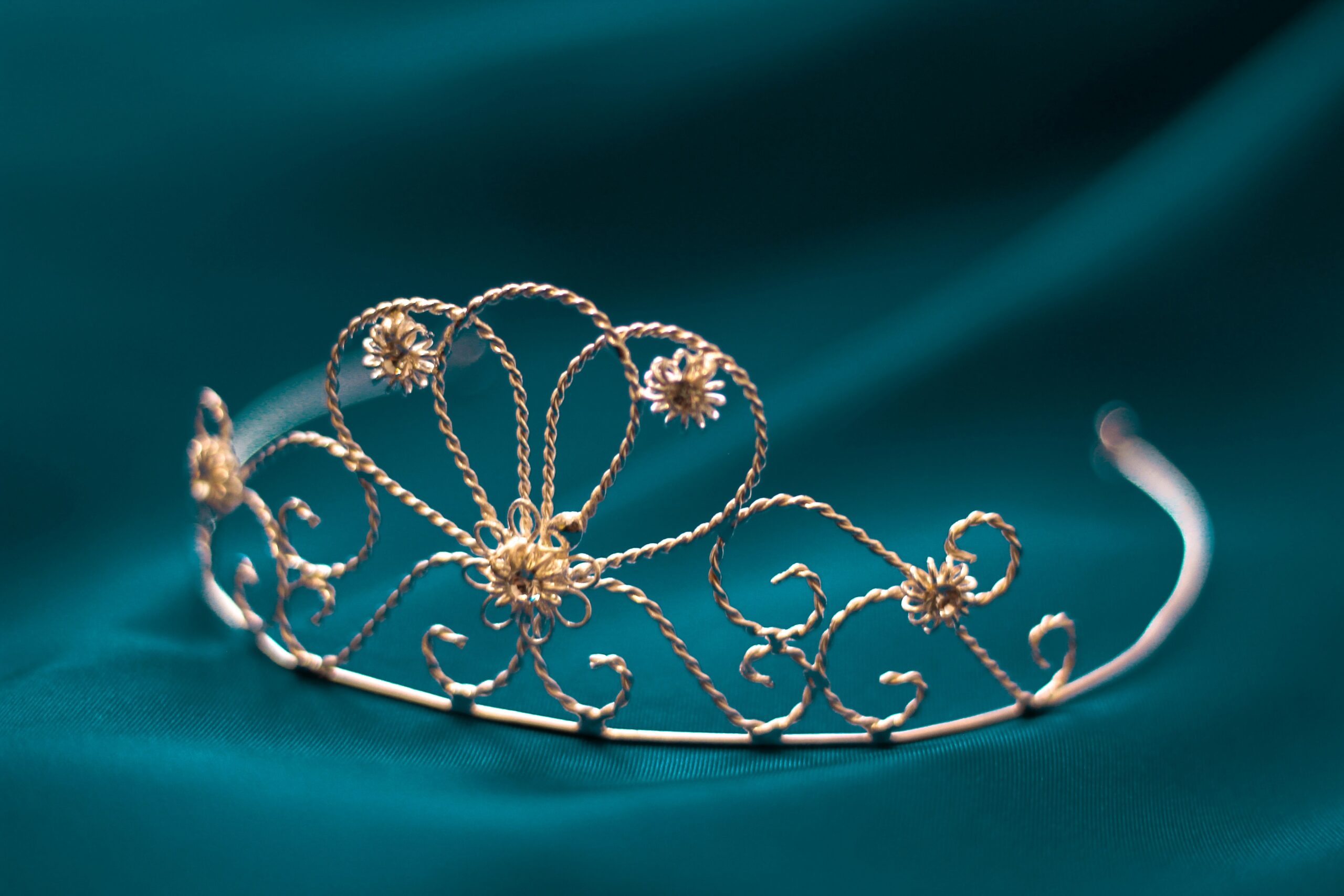 A close-up shot of various types of hair crowns on display