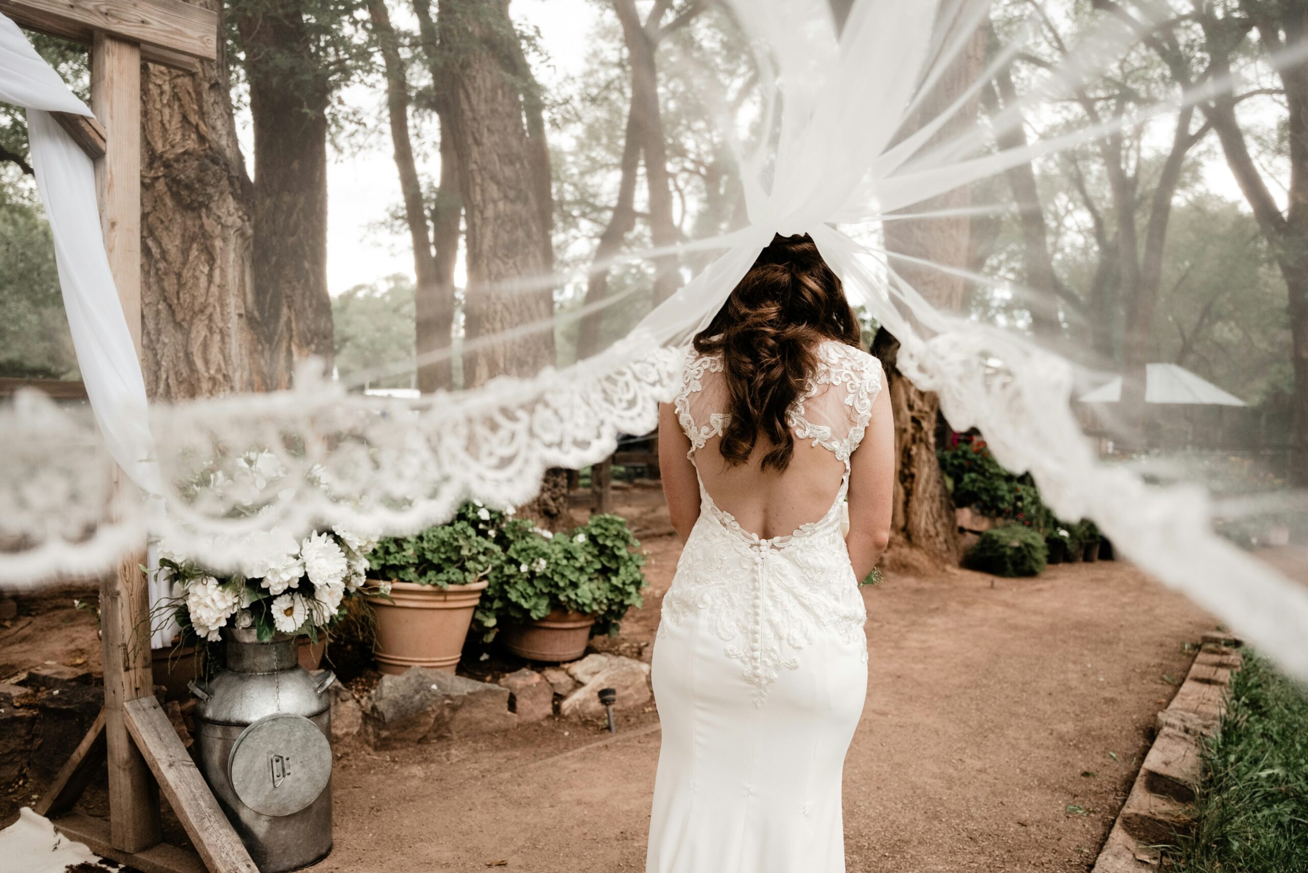bridal veil flowing in wind